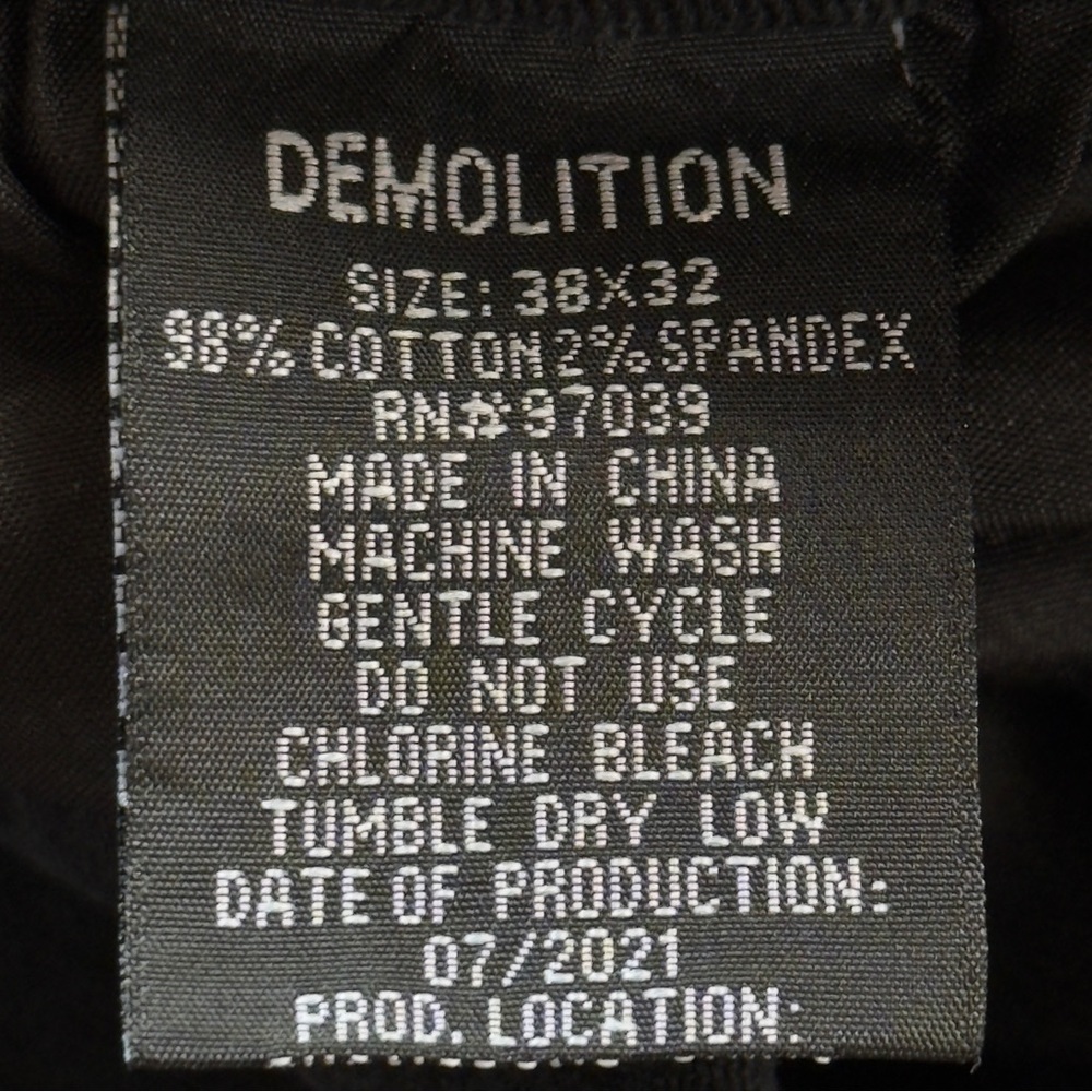 Demolition Men’s Sleek Black Moto Skinny Jean Size 38 - Picture 7 of 9